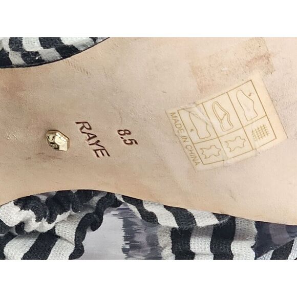 Raye Revolve Mimi Striped Black Strappy Heeled Mules Womens Size 8.5 - Picture 6 of 8